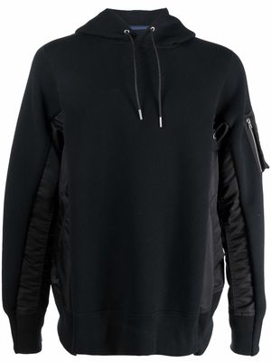 sacai bomber jacket hybrid panelled hoodie - Black