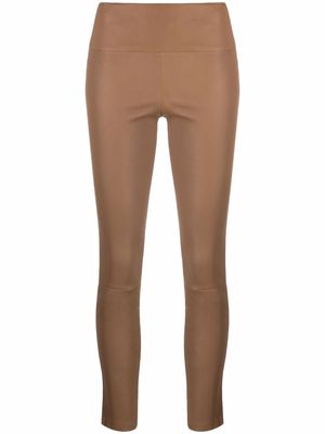 Theory cropped leather trousers - Brown