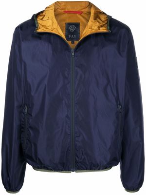 Fay logo-patch hooded jacket - Blue