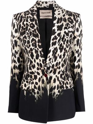 Roberto Cavalli leopard-print single-breasted blazer - Neutrals