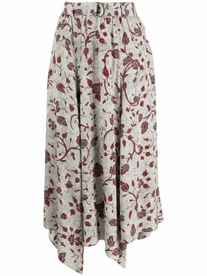 Ulla Johnson floral-print handkerchief-hem skirt - Neutrals