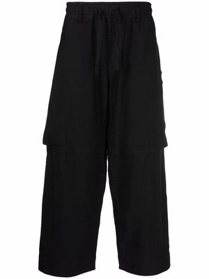 Stone Island Shadow Project cropped drawstring-waist trousers - Black