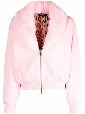 Blumarine faux-fur collar bomber jacket - Pink