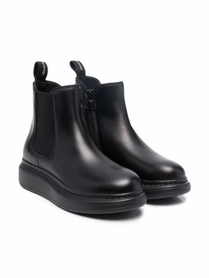Alexander McQueen Kids slip-on leather boots - Black