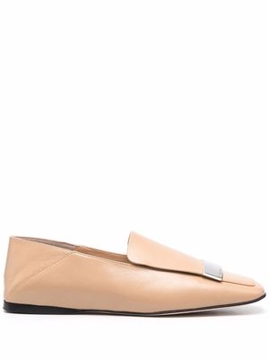 Sergio Rossi logo-plaque embellished loafers - Neutrals