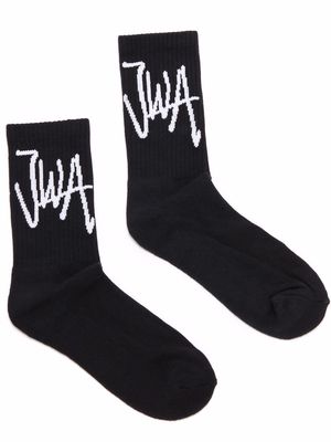JW Anderson logo-intarsia socks - Black