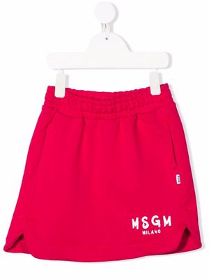 MSGM Kids logo-print midi skirt - Pink