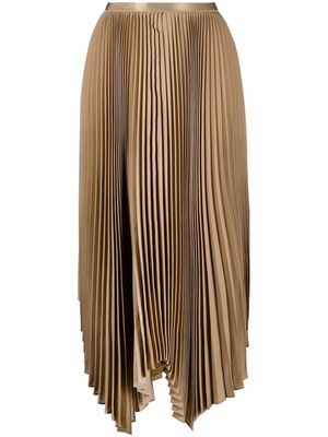 Polo Ralph Lauren handkerchief-hem pleated midi skirt - Brown