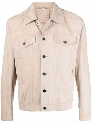Desa Collection button-up suede shirt jacket - Neutrals