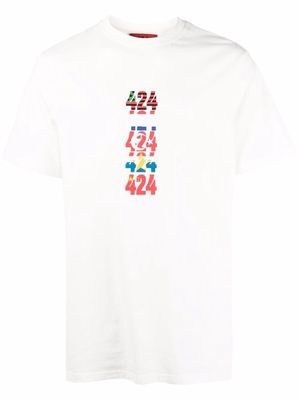 424 Flags-print short-sleeve T-shirt - Neutrals