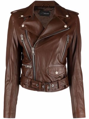 Manokhi biker leather jacket - Brown