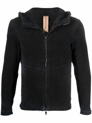 Giorgio Brato zipped fitted leather hoodie - Black