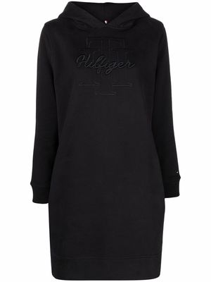 Tommy Hilfiger hooded embroidered-logo dress - Black