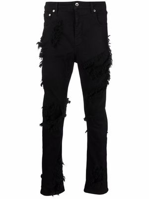 Rick Owens DRKSHDW frayed detail slim-fit jeans - Black