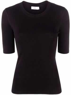 Closed short-sleeve slim T-shirt - Black