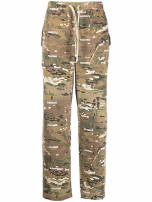 Pleasures camouflage-print straight-leg trousers - Green