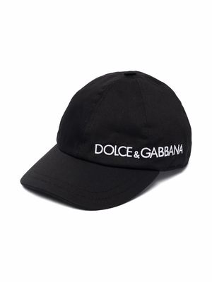 Dolce & Gabbana Kids logo-embroidered cotton cap - Black
