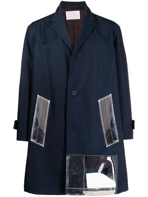 Kolor patch-detail single-breasted coat - Blue