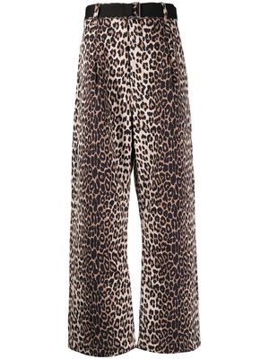 FIVE CM leopard-print wide-leg trousers - Brown