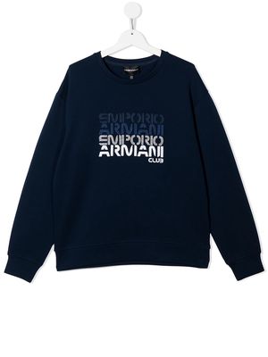 Emporio Armani Kids logo-print long-sleeve sweatshirt - Blue