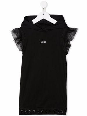 Dkny Kids ruffle-trimmed hoodie dress - Black