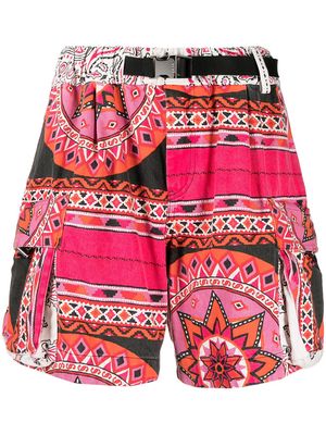 sacai geometric-print bermuda shorts - Pink