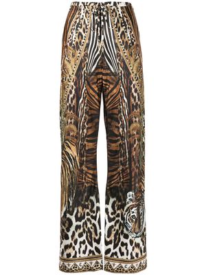 Camilla animal-print high-waisted trousers - Brown