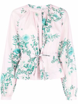 Giambattista Valli floral drawstring waist blouse - Pink