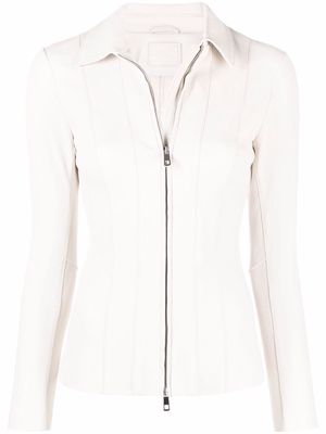 Desa 1972 zipped fitted leather jacket - White