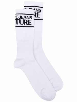 Versace Jeans Couture logo-knit calf socks - White