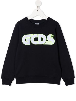 Gcds Kids embroidered logo cotton sweatshirt - Blue