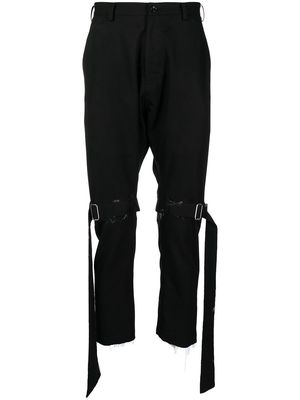 sulvam strap-detail slim-cut trousers - Black