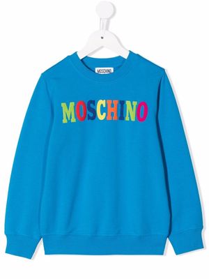 Moschino Kids logo-print crew neck sweatshirt - Blue