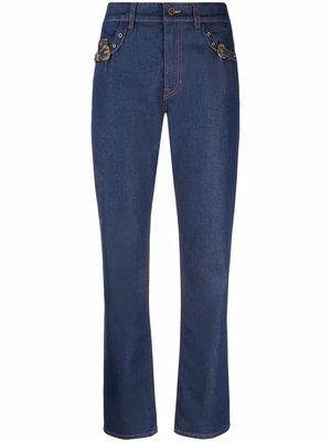 Versace Jeans Couture buckle-embellished straight jeans - Blue