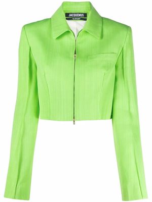 Jacquemus pointed-collar cropped jacket - Green