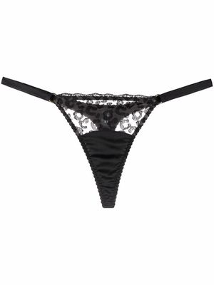 Fleur Of England Kittie lace-panelled thong - Black