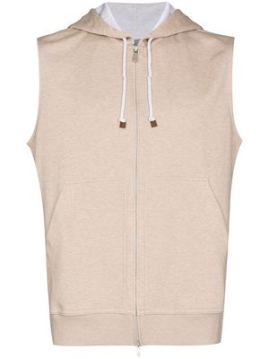 Brunello Cucinelli sleeveless zip-up hoodie - Neutrals