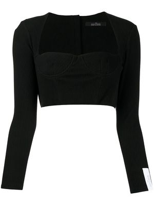 Rokh cropped sweetheart neck top - Black