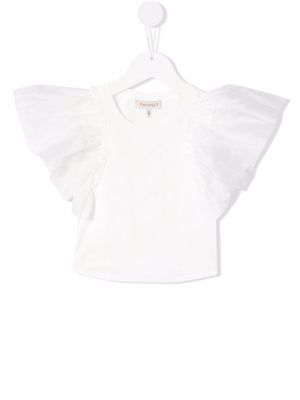TWINSET Kids tulle-sleeve T-shirt - White