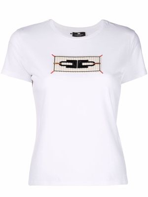 Elisabetta Franchi logo-patch cotton T-shirt - White
