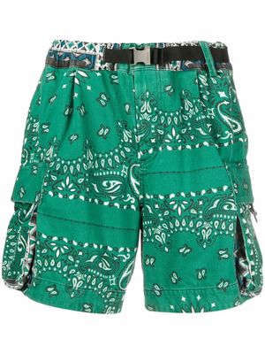 sacai bandana-print deck shorts - Green