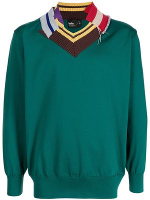 Kolor contrast-collar knit jumper - Green