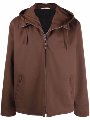 Valentino logo-embroidered hooded jacket - Brown