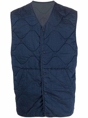 Closed button-up quilted gilet - Blue