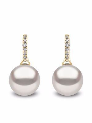 Yoko London 18kt yellow gold Classic Freshwater pearl and diamond earrings