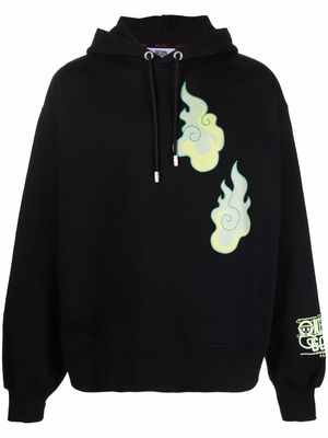 Gcds graphic-print cotton hoodie - Black