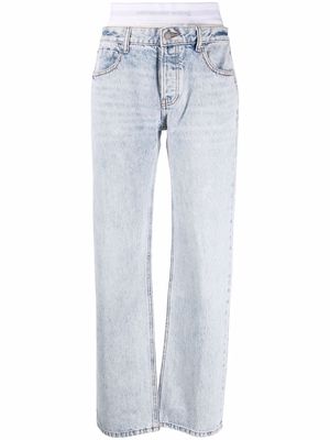 Alexander Wang logo-waistband straight-leg jeans - Blue