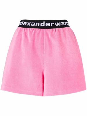 Alexander Wang logo-waistband track shorts - Pink