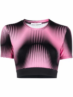 Paco Rabanne graphic-print cropped fitted T-shirt - Pink