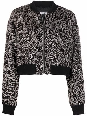 Just Cavalli shimmer-zebra print bomber jacket - Black